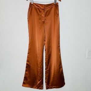JASON WU Copper Color Satin Wide Leg Pant Side Piping Size 6